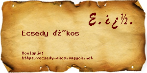Ecsedy Ákos névjegykártya